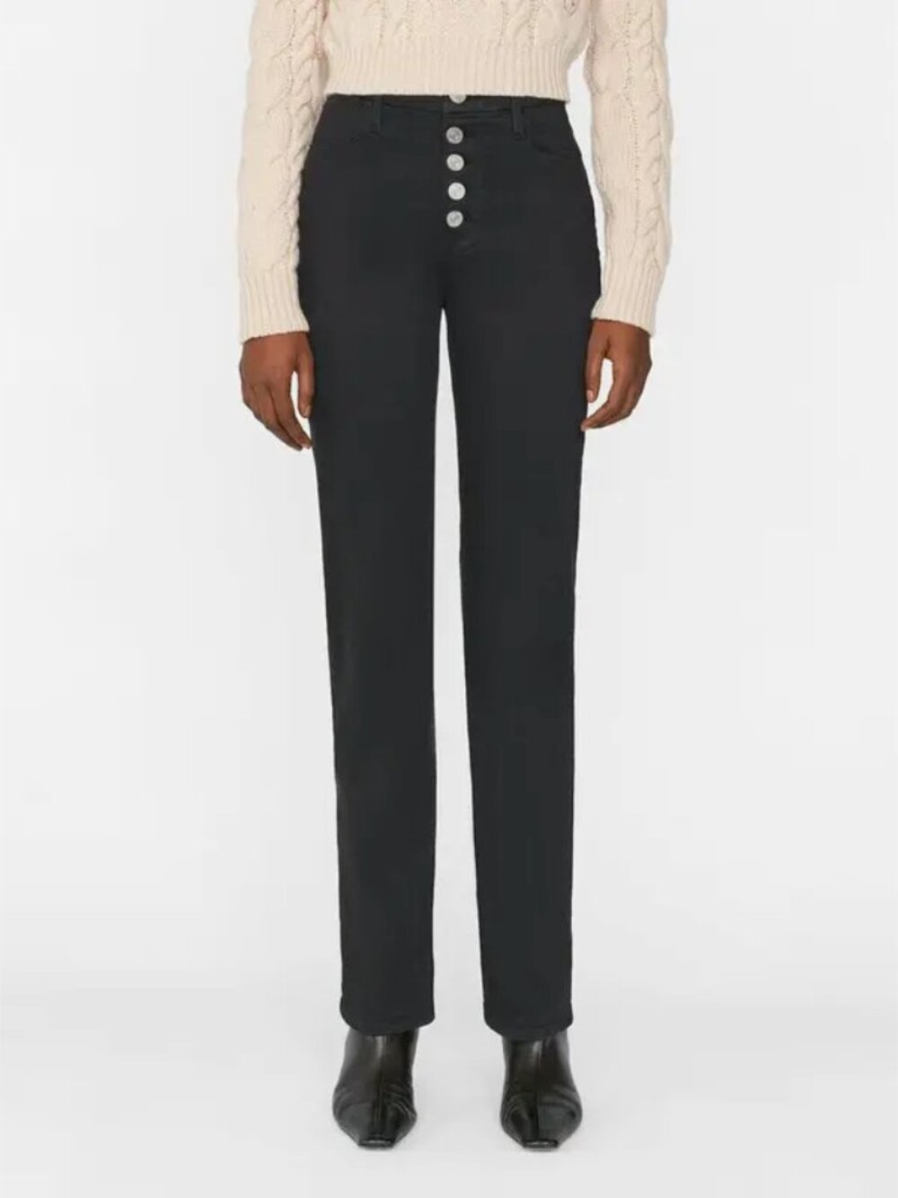 NEW! FRAME x CLAUDIA SCHIFFER Le Super High Waist Straight Leg Jeans in Black 27